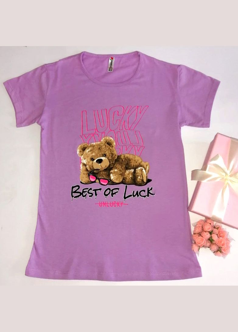 Жіноча фіолетова футболка з принтом. Fashion - (337118444)