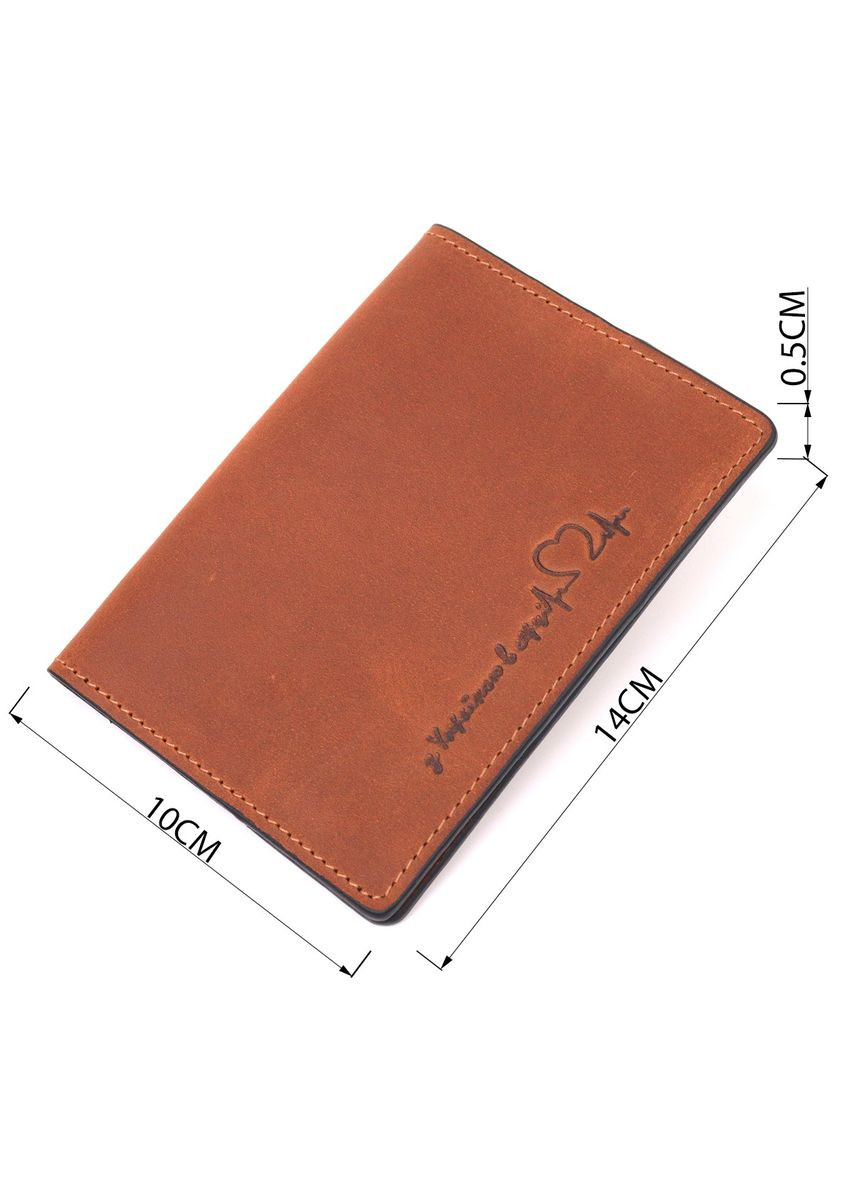 Эксклюзивная обложка на паспорт из винтажной кожи Сердце светло-коричневая 16726 Grande Pelle (362418404)