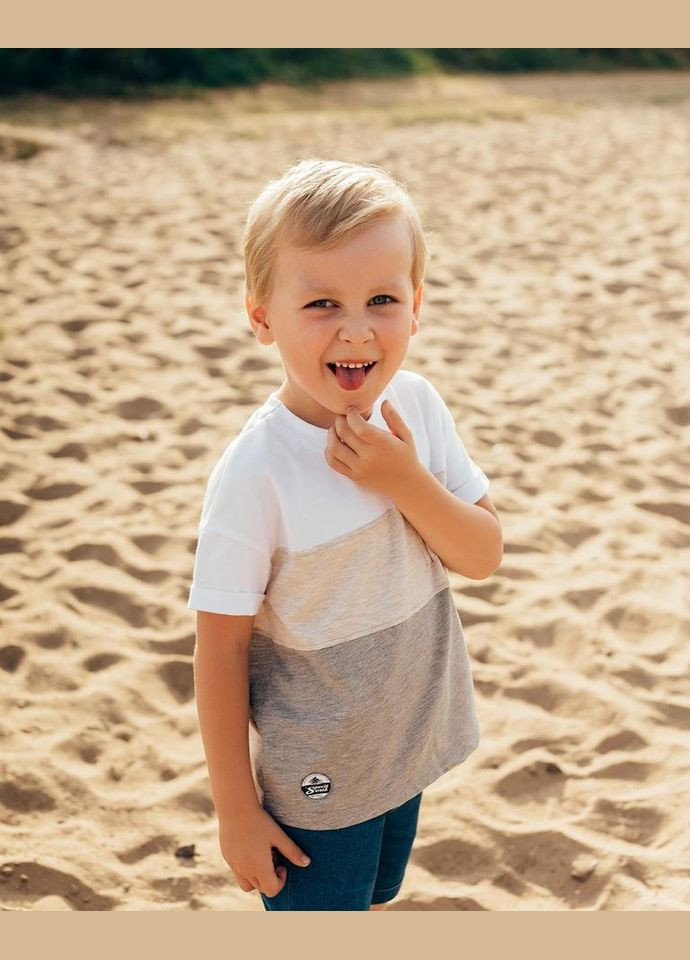 Комбинированная летняя футболка на мальчика фб 698 бемби Бембі