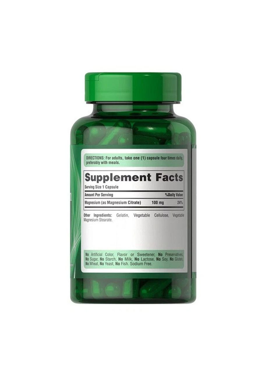 Magnesium Citrate 100mg - 100 caps Puritans Pride (369397843)