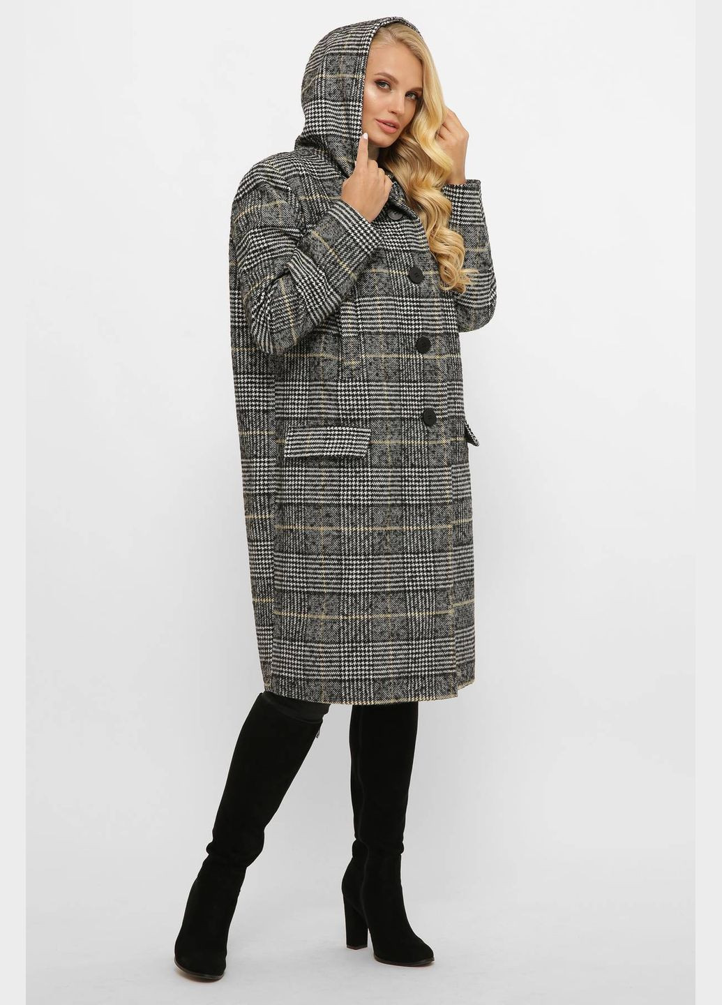 Сіре демісезонне Пальто з капюшоном Х'ЮСТОН сіре Tatiana