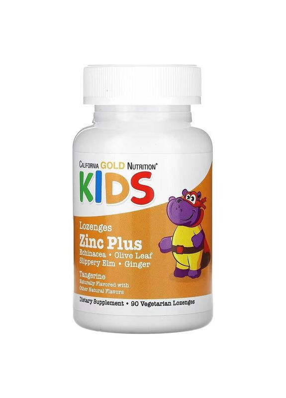 Цинк для дітей Zinc Plus Lozenge For Children, 90 жувальних таблеток - Мандарин California Gold Nutrition (370170058)