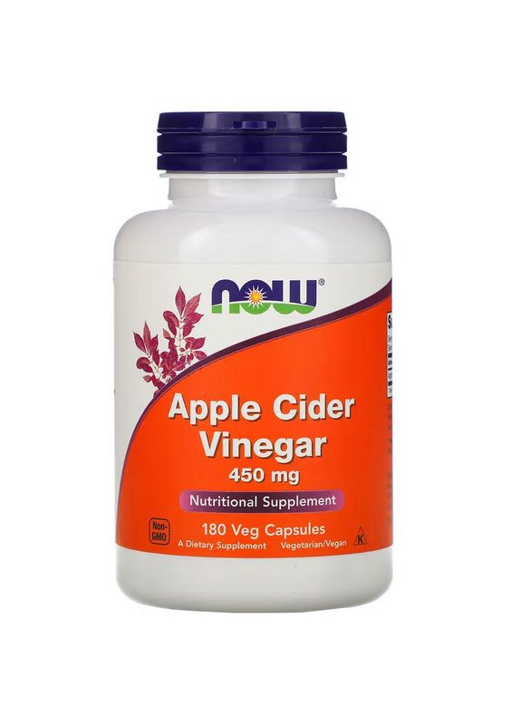Естественная добавка Apple Cider Vinegar 450 mg, 180 капсул Now (346496923)