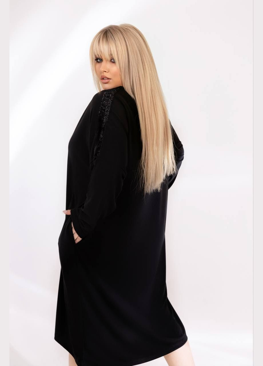 Черное женское платье свободного кроя цвет черный р.50/54 451432 New Trend