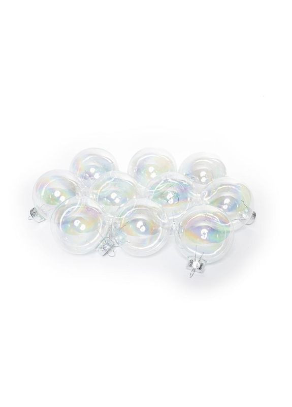 Набор стеклянных елочных шаров 6см/10шт прозрачно-радужный Home Decor (365243794)