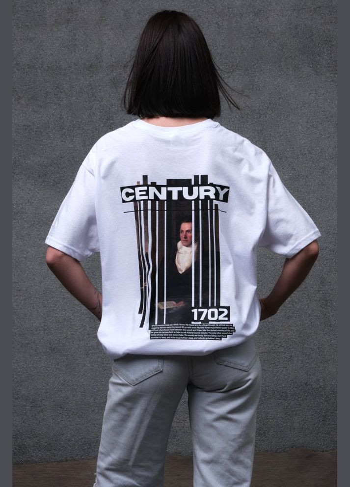 Оверсайз футболка з принтом century white Without (325989255)