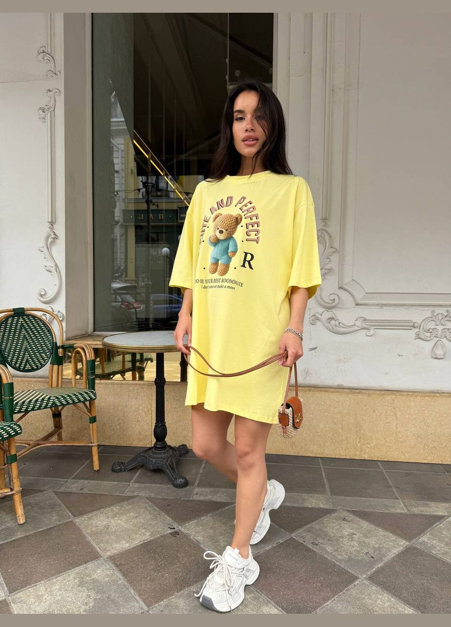 Жовтий повсякденний жіноча сукня-футболка сукня-футболка Гермес з малюнком