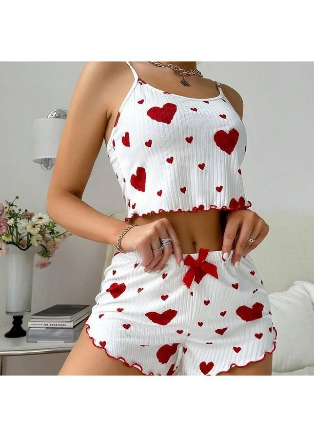 Белая всесезон пижама женская белая майка + шорты No Brand Жіночі піжами