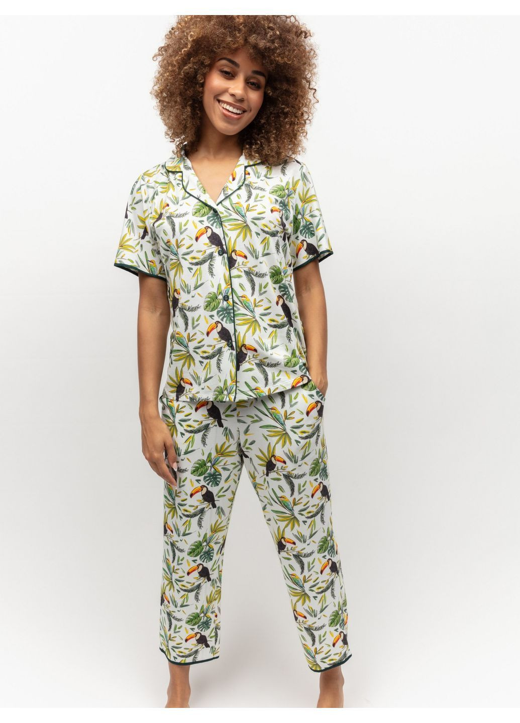 Зелена всесезон піжама жіноча 0145-0146 кофта + брюки Cyberjammies Gabrielle