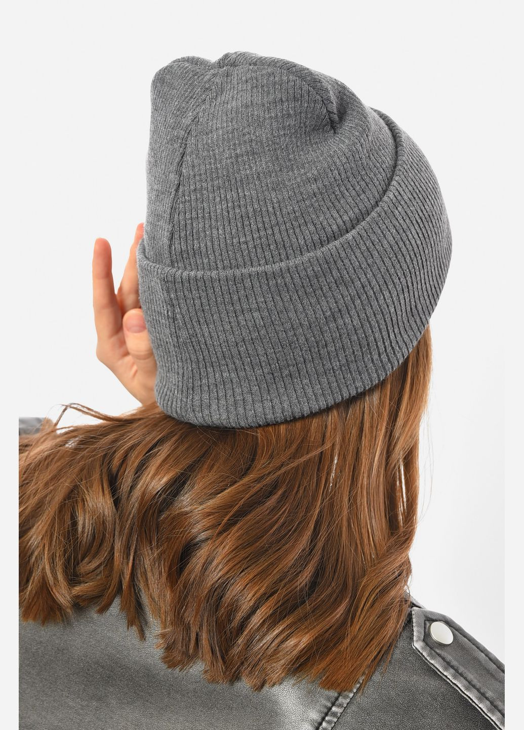 Шапка женская демисезонная темно-серого цвета Let's Shop (305663541)