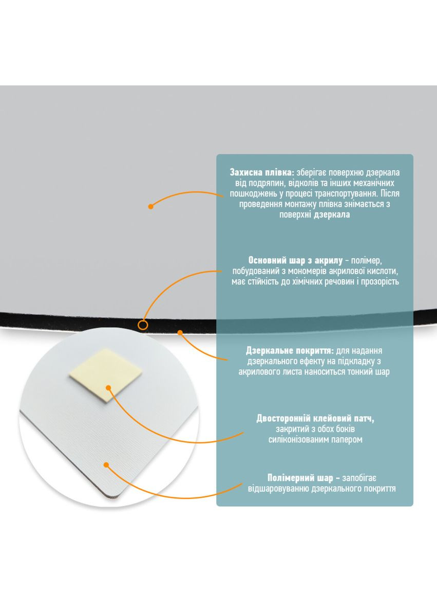 Зеркало акриловое самоклеющееся 270*420мм*2мм SW-00001519 Sticker Wall (326064433)