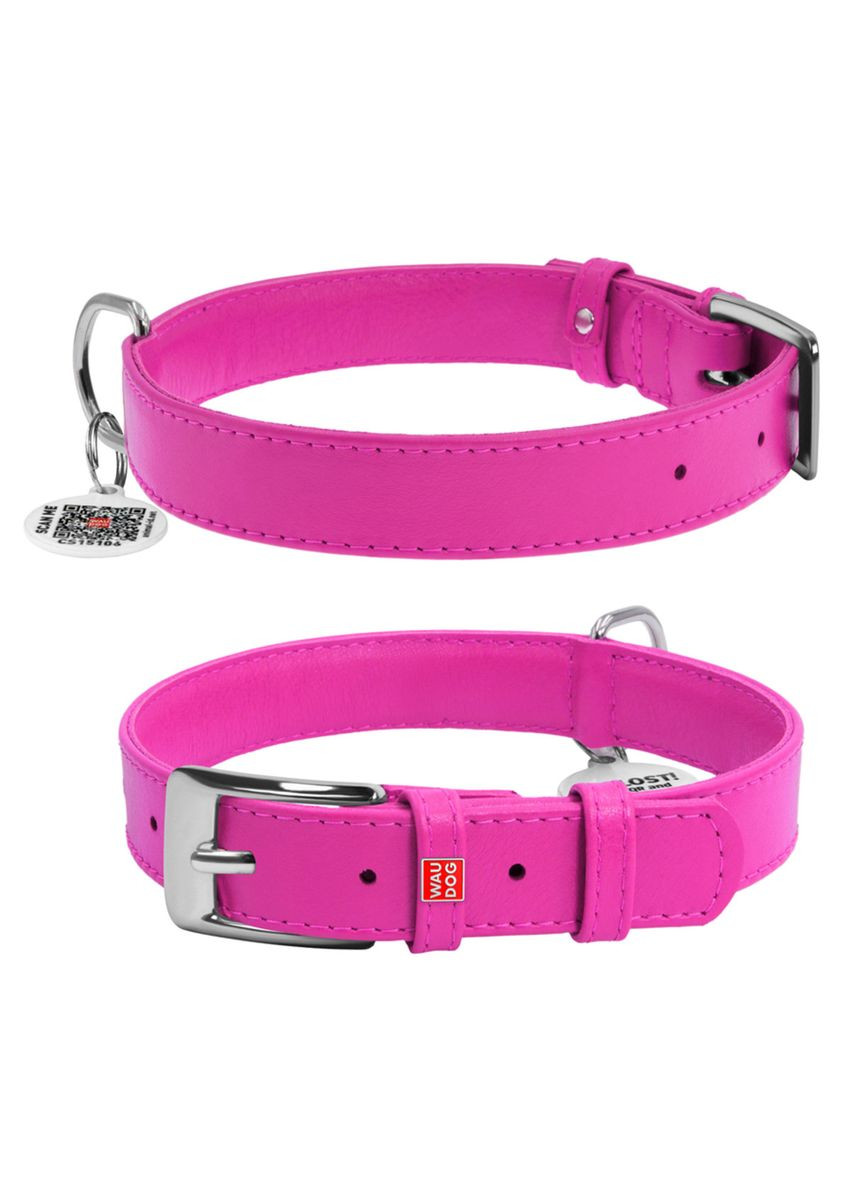 Ошейник для собак Glamour с QR тегом, без украшений, M, Ш 20 мм, Длин 30-39 см WAUDOG (322994400)