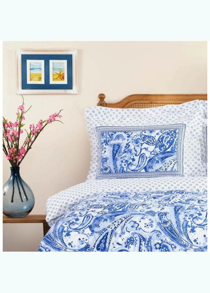 Постельное белье ранфорс Bellance mavi голубой полуторный Karaca Home (285778497)