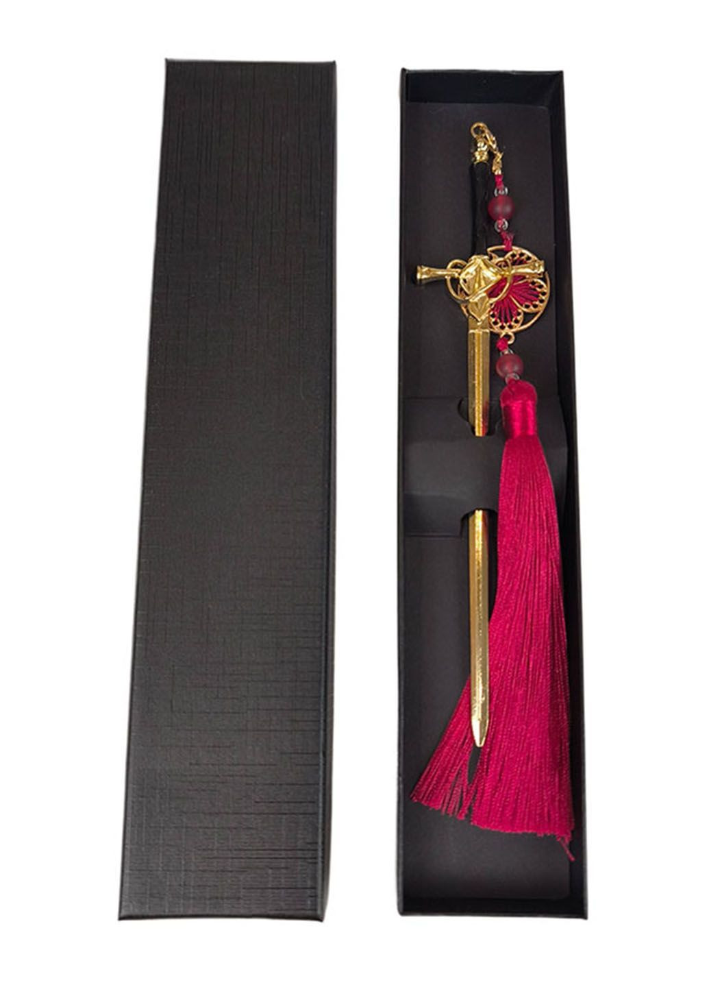 Металлическая палочка для волос Золотой Меч с красной китицей в подарочной коробоке No Brand (364506698)
