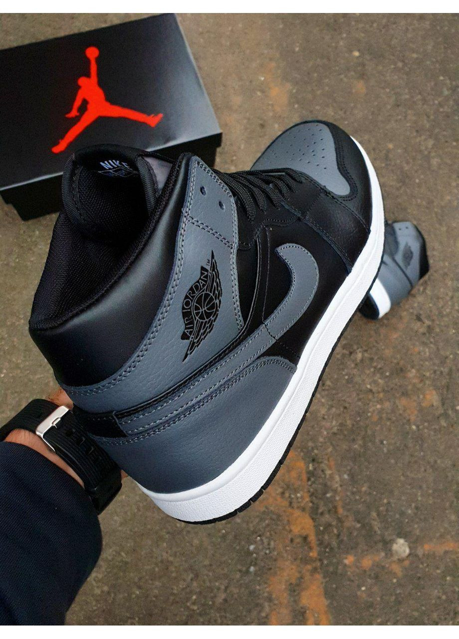 КРОССОВКИ ЖЕНСКИЕ NIKE AIR JORDAN 1 RETRO HIGH BLACK GREY 2.0 НАЙК АИР ДЖОРДАН No Brand серые демисезоны (367169618)