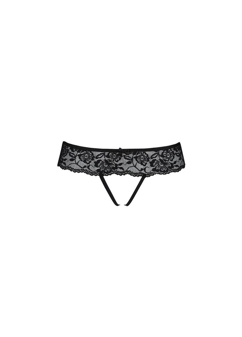 Мереживні стрінги з доступом Senia Thong black L/XL - Passion (292862714)