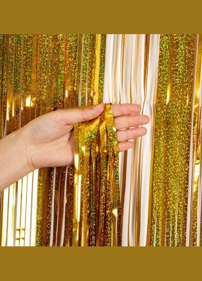 для фотозони з голограмою 1 м на 1 м золотистий Jannet Дощик (316301143)