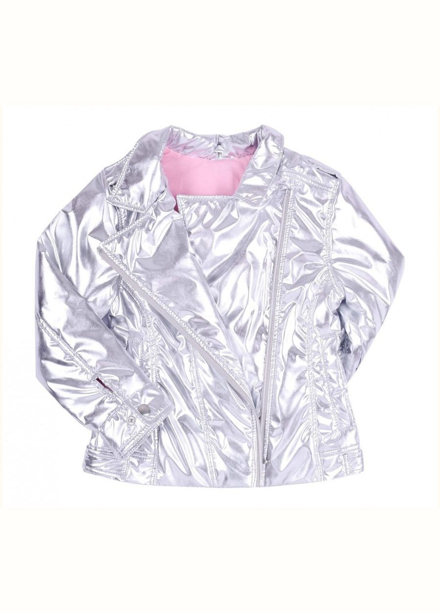 Срібна демісезонна курточка на дівчинку Бембі