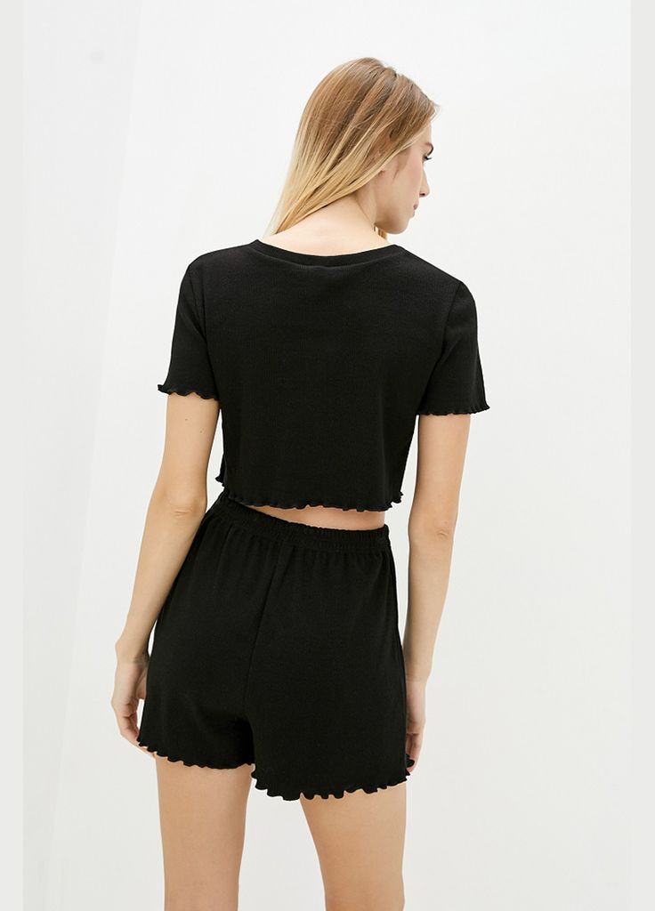 Чорна чорна піжама з шортами в рубчик kari shop atelier (171pj-2-bl) Ova Ova Brand