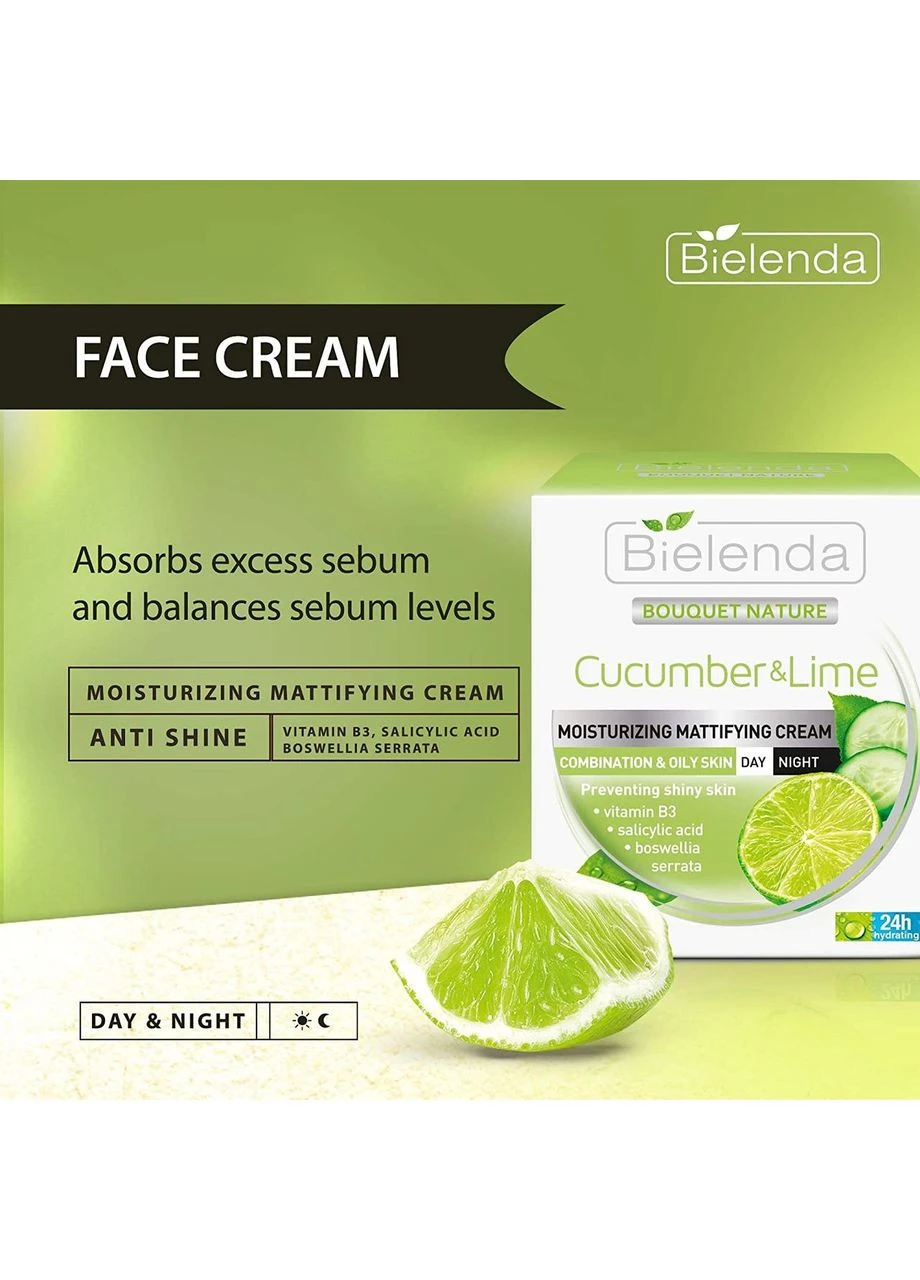 Bielenda Увлажняющий крем для матующего лица Огурец Лайм Bouquet Nature Cucumber Lime Cream, 50 мл — Крем, (331289111)