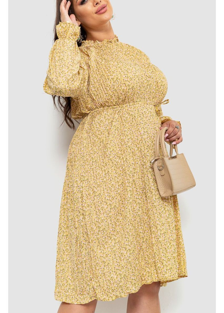 Горчичное платье шифоновое свободного кроя,, 204r701-1 Ager