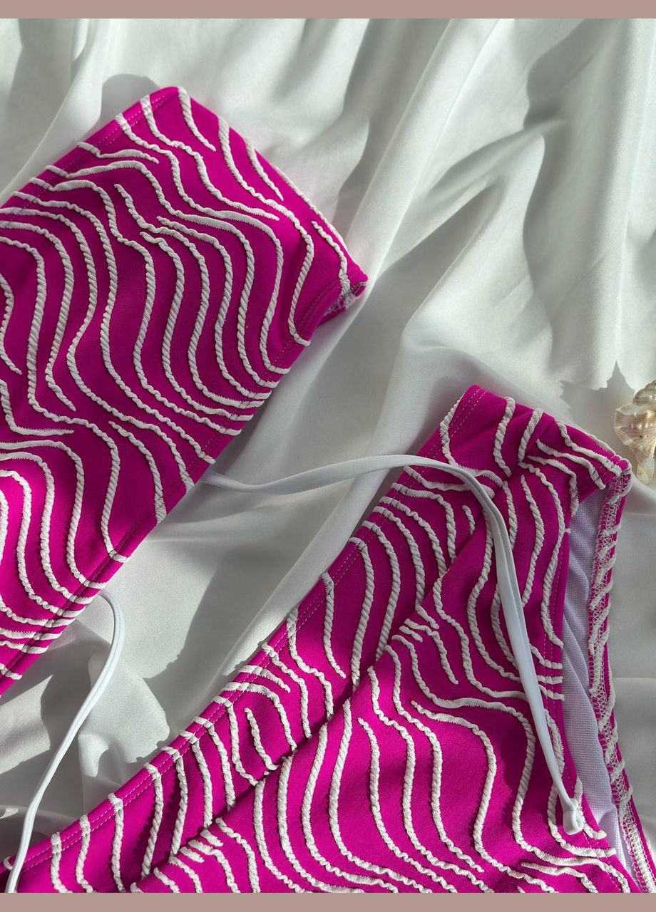 Рожевий жіночий роздільний купальник бандо з завищеними плавками talisman блакитний No Brand