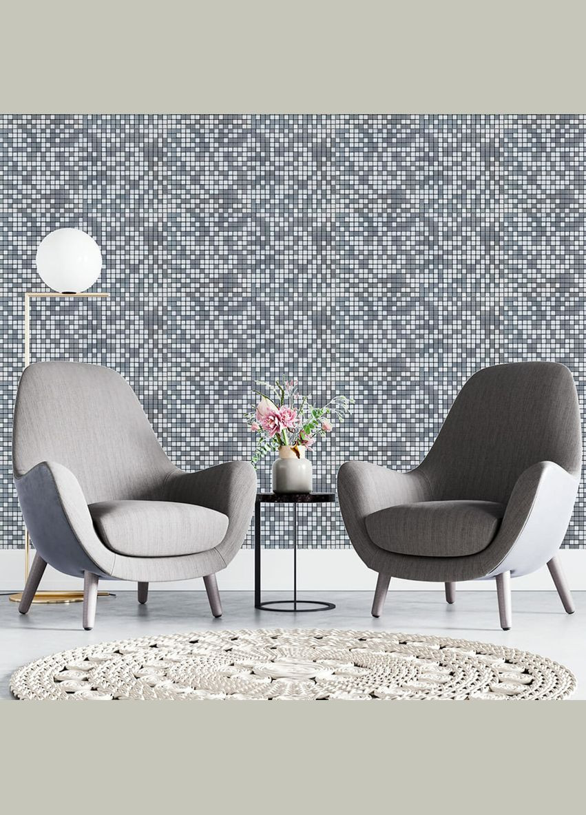 Самоклеящаяся алюминиевая плитка 300х300х3мм Серебряная мозаика со стразами SW-00001824 (D) Sticker Wall (370440876)