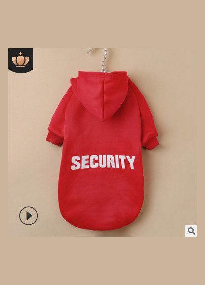 Худи длинное для котов и кошек Pet Style "Security" Красное 4XL No Brand - (323233043)