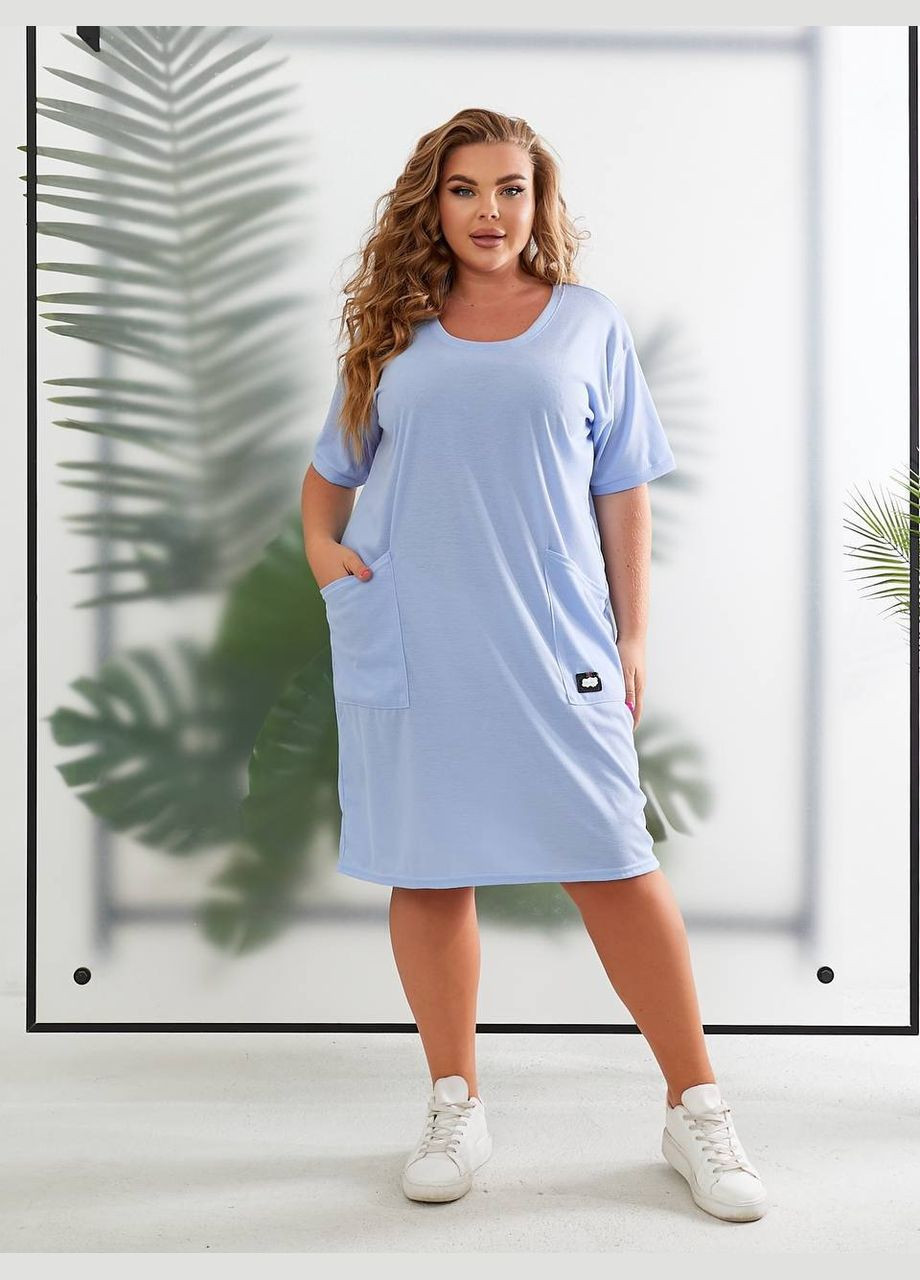 Блакитна повсякденний, кежуал жіноча сукня Style Point однотонна
