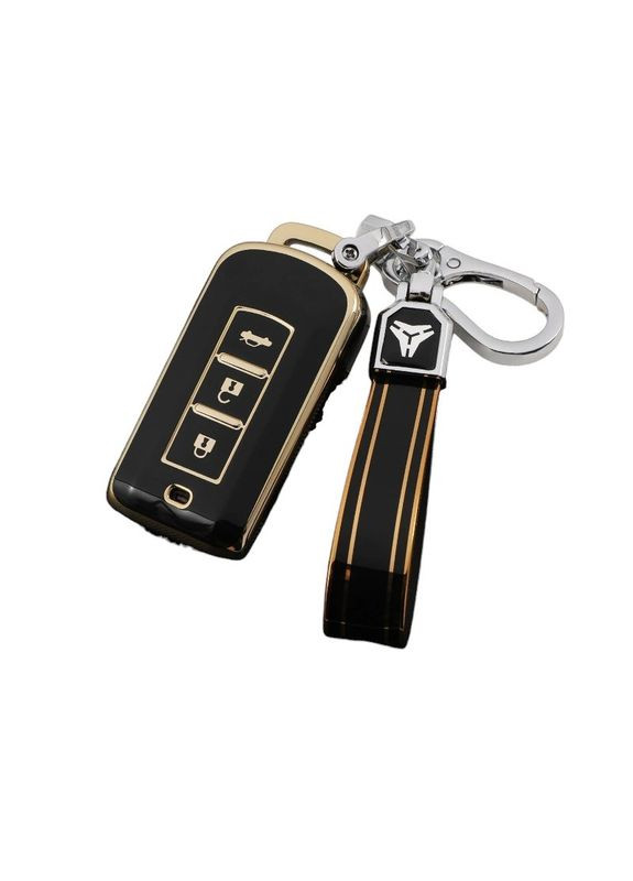 Чохол ключа чорний+золота окантовка + брелок (3 кнопки) TPU Mitsubishi (369611563)