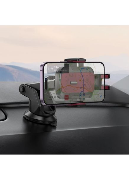 Автотримач для телефону H65 на торпеду/лобове скло (на присосці) 4.5-7" Чорний-червоний Hoco (361078774)