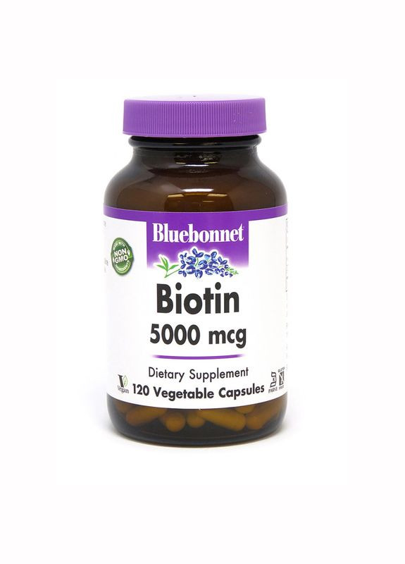 Вітаміни та мінерали Biotin 5000 mg, 120 вегакапсул Bluebonnet Nutrition (322294013)