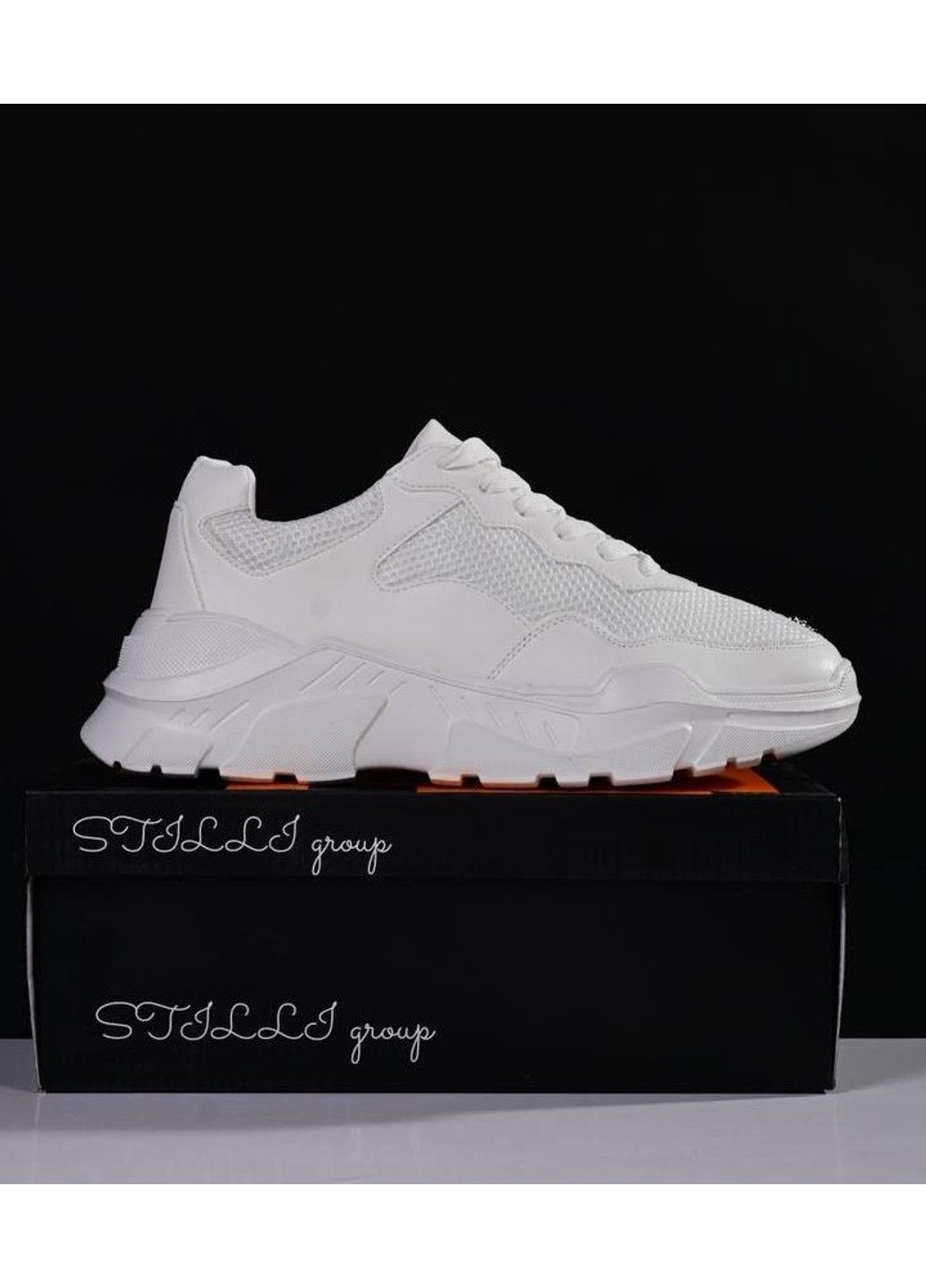 Белоснежные демисезонные кроссовки мужские сетка белые Stilli