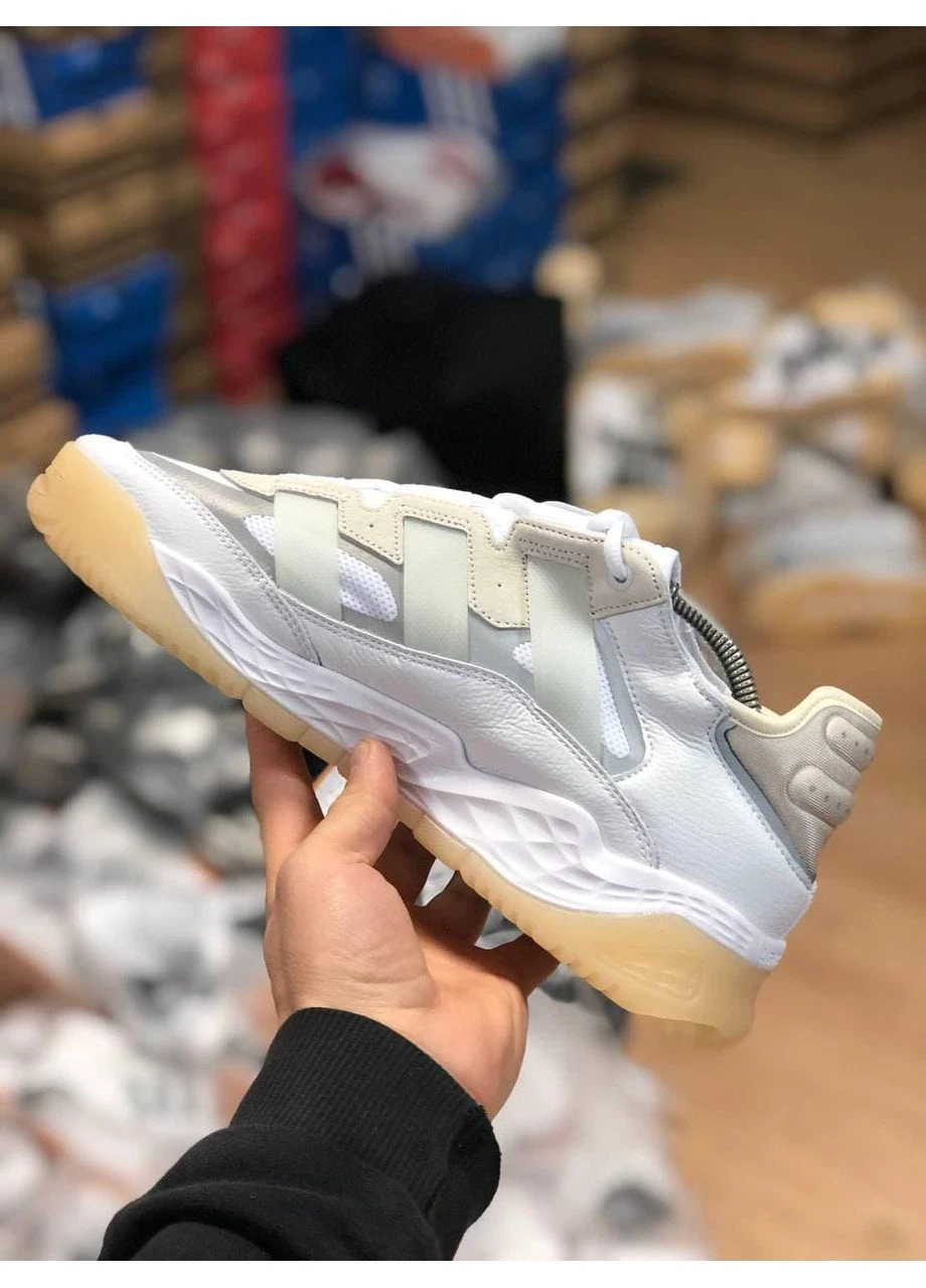 Белые демисезонные кроссовки мужские adidas niteball white gum адидас найтбол белые No Brand