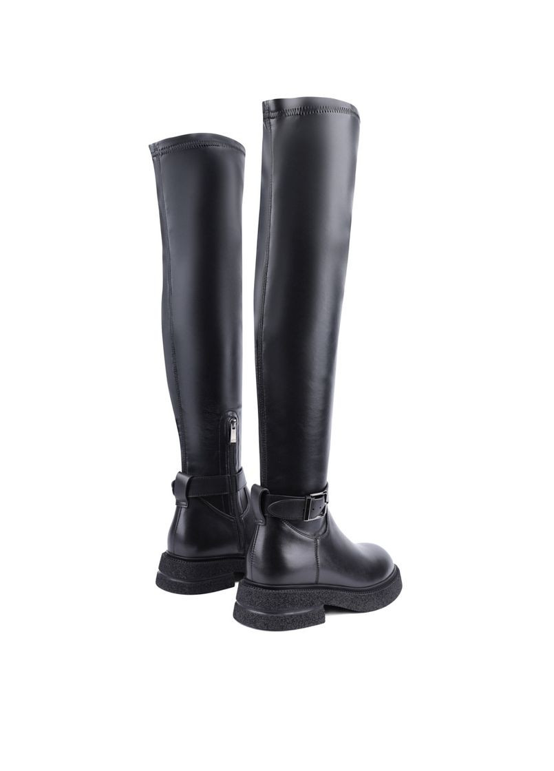 Черные осенние женские ботфорты a2405-h2189bm черная кожа Attizzare