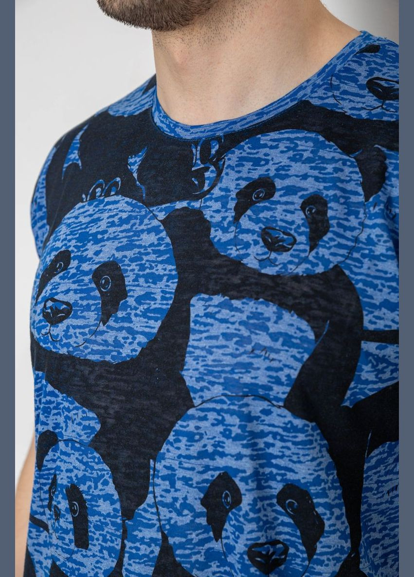 Синя футболка чоловіча із принтом синя розмір l (sku_244r6034) з коротким рукавом No Brand