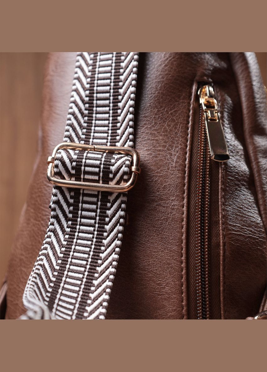 Модная женская сумка с одной лямкой через плечо из экокожи 22760 Коричневый Vintage (331907763)