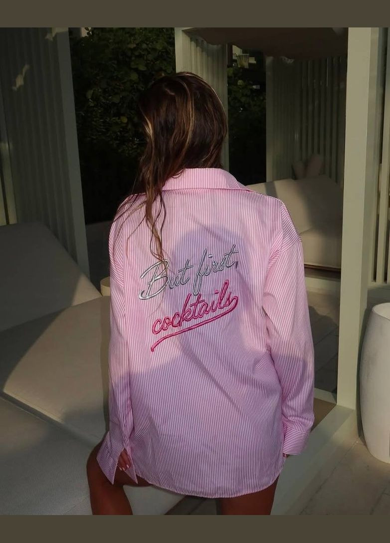 Розовая кэжуал рубашка с надписями Adelante с длинным рукавом