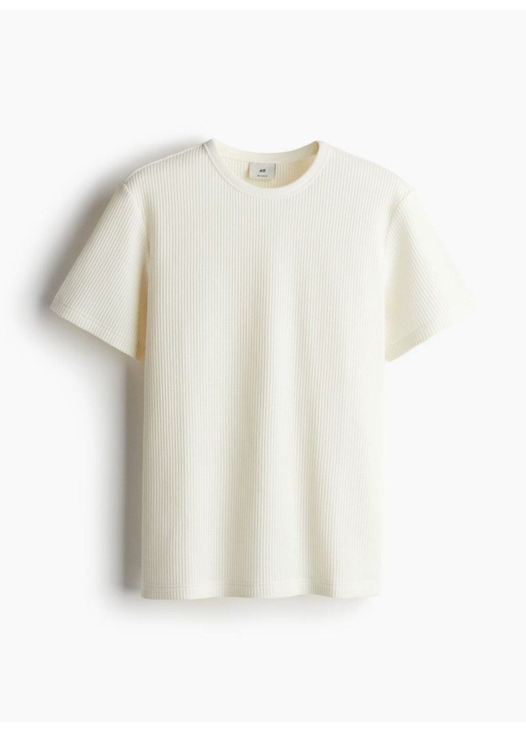 Молочна чоловіча футболка з вафельним плетінням regular fit н&м (57153) s молочна H&M