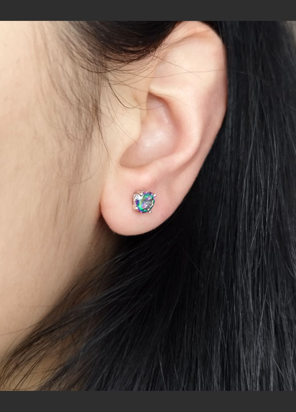 Серьги-пусеты серебряные с мистик топазом С013-мт No Brand Сережки (328082565)