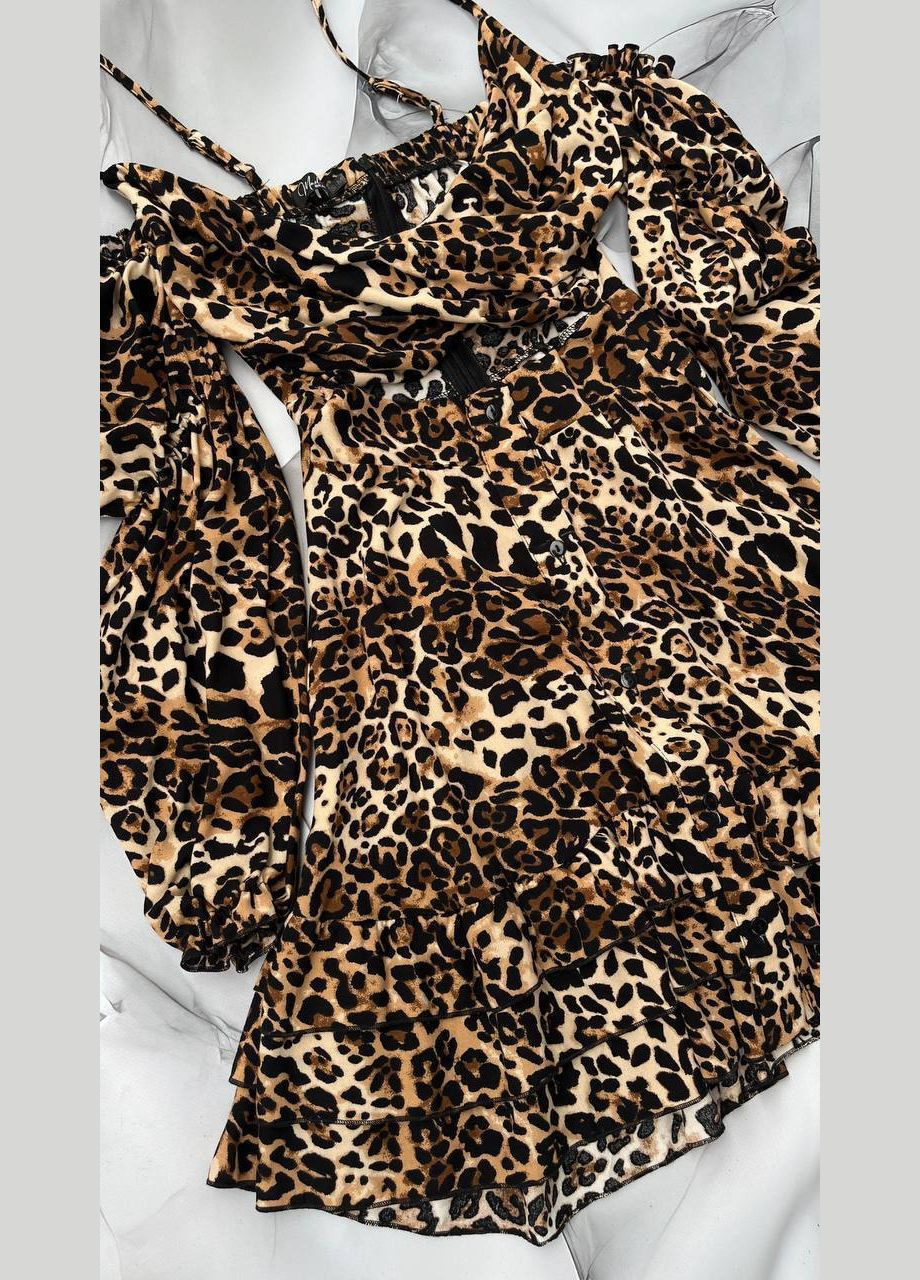 Коричневое романтическое платье в самом трендовом принте этого сезона Soho