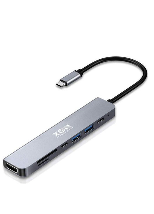USB-хаб XON SmartHub 7 в 1 (HDMI, SD/TF, 2xType-C, 2xUSB3.0) Сірий (UHCHP074300G 5177) XON E-Tech (303928591)