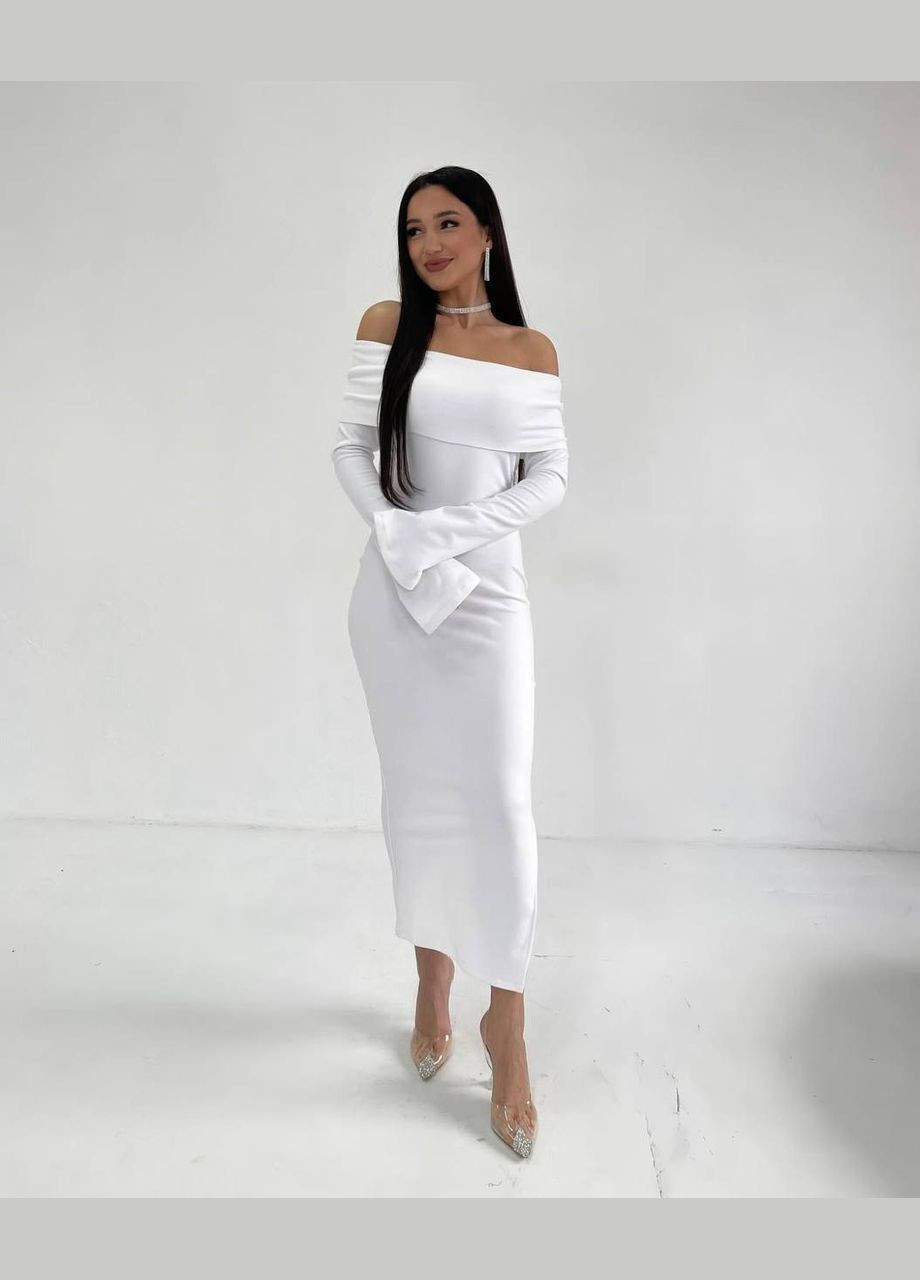 Белое праздничный, коктейльное, кэжуал, откровенный, джинсовое, вечернее платье женское No Brand однотонное