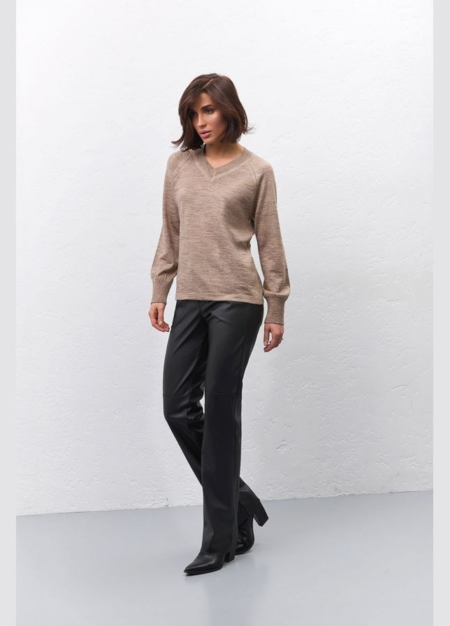 Темно-бежевый демисезонный классический джемпер с v-образным вырезом (2712) Triko Bakh