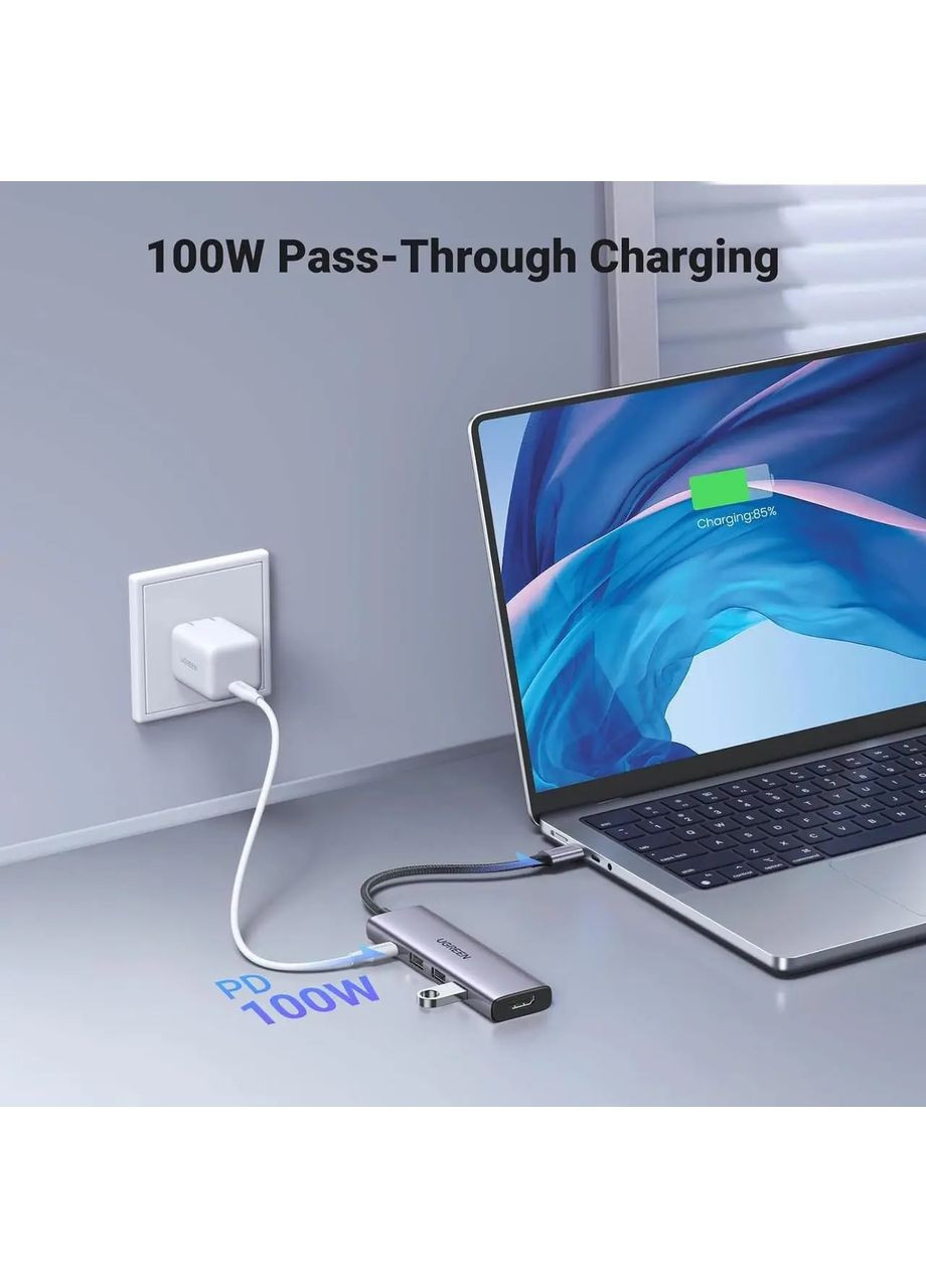 USB-хаб USB-C To HDMI+3*USB 3.0 A+PD Power Converter (UGR-15597) Ugreen CM511 (362219406)