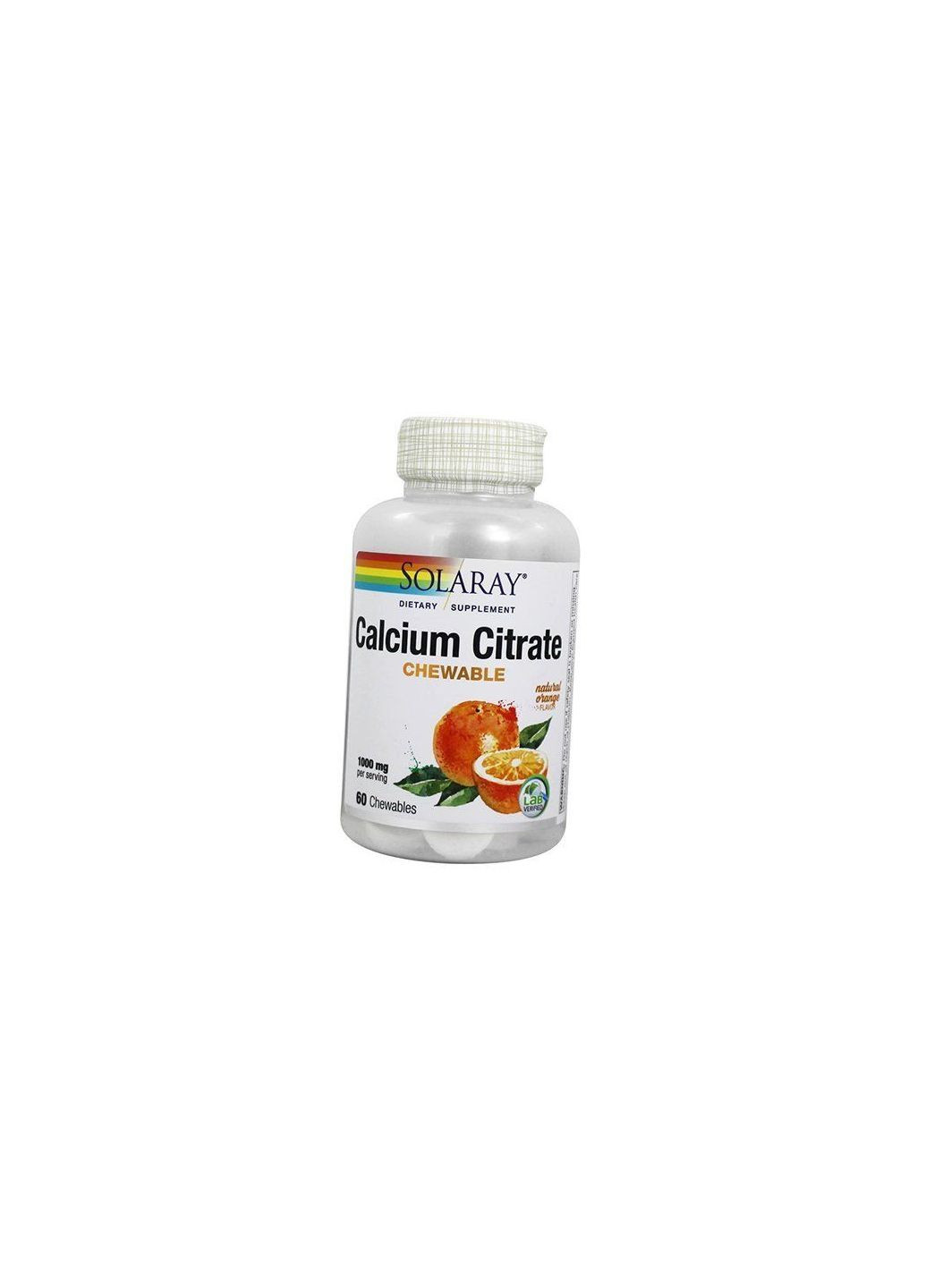 Цитрат Кальція, Calcium Citrate Chewable, 60таб Апельсин (36411053) Solaray (293253822)