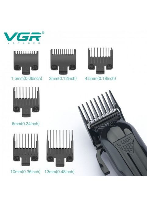 Профессиональная стрижка беспроводная аккумуляторная LED-дисплей V-282 Черная + 6 насадок VGR (366440906)