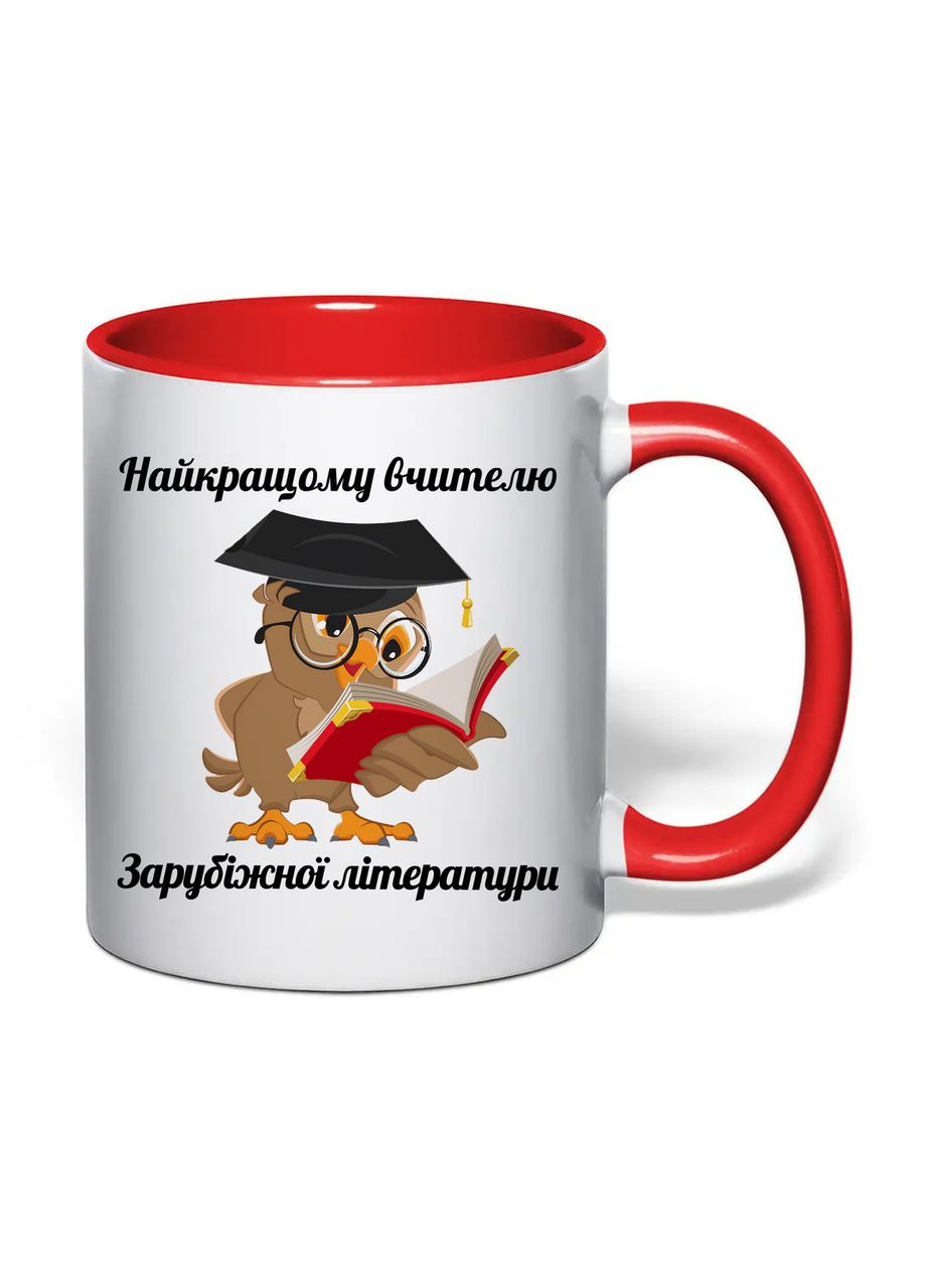 Чашка з друком "Найкращому вчителю закордонної літератури" No2 330 мл (колір червоний) (32244) No Brand (363867189)