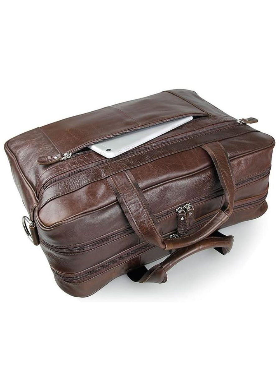 Сумка чоловіча шкіряна портфель в дорогу планшет для документів А4 для телефону Темно-коричневий 34228 John McDee (331861728)