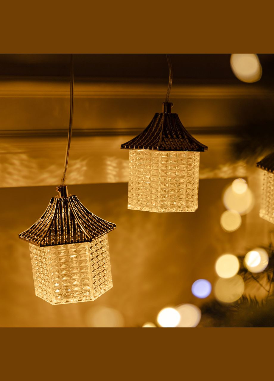 Гирлянда штора с фигурками Фонарь 3 метра 6 ламп теплый желтый свет 6L3MLIG Garlando (306849848)